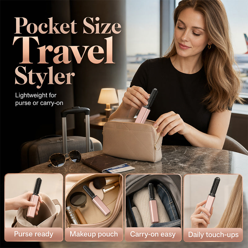 🏆 Last Day Special Price £9.99 !👩Shape hair in 3 seconds! Create gorgeous hairstyles anytime anywhere. 💁Portable Wireless Mini Bang Styling Comb