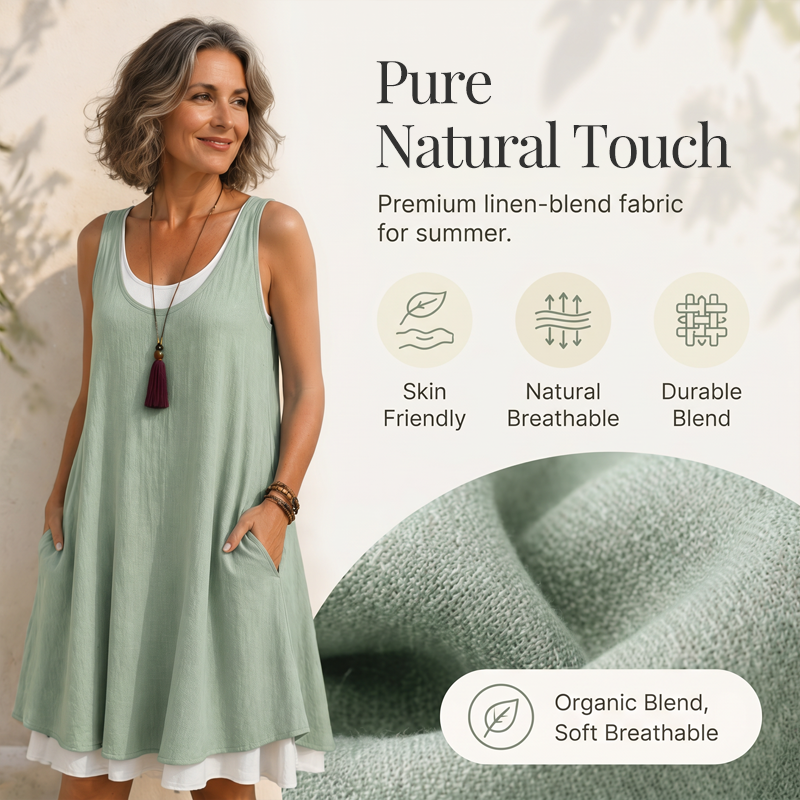 Women's Sleeveless Fake 2-Piece Dress
