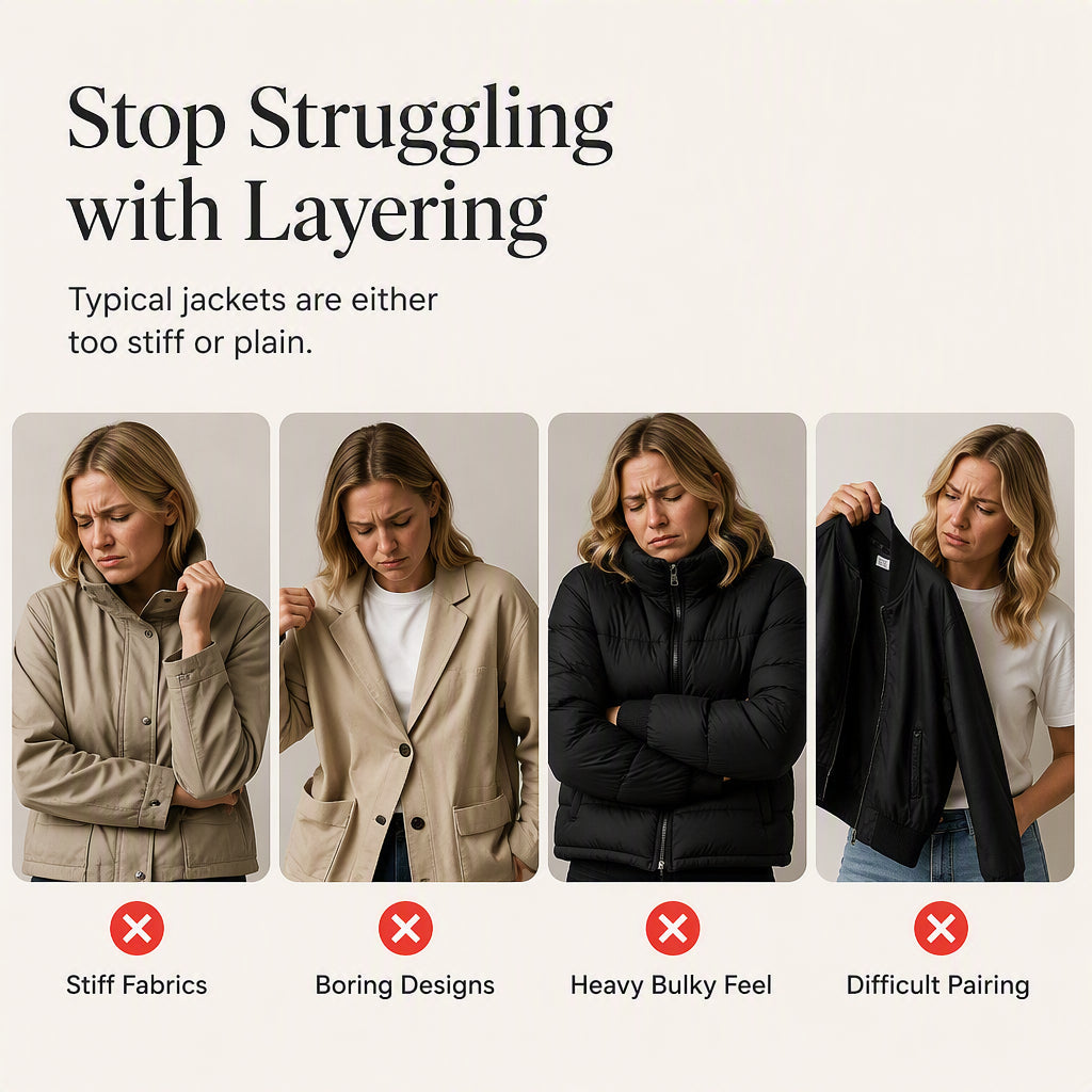 ⌛Limited-time offer-Women’s Elegant Denim Spliced Ribbed Knit Coat