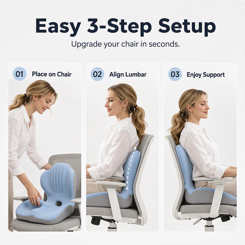 🪑 63% OFF NOW! ✨ Ergonomic memory foam seat cushion with back support – comfortable & supportive for home, office, and car 💺🛡️