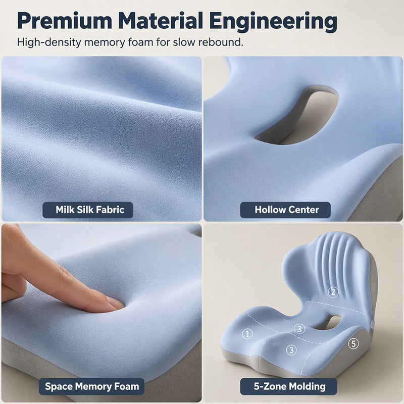 🪑 63% OFF NOW! ✨ Ergonomic memory foam seat cushion with back support – comfortable & supportive for home, office, and car 💺🛡️