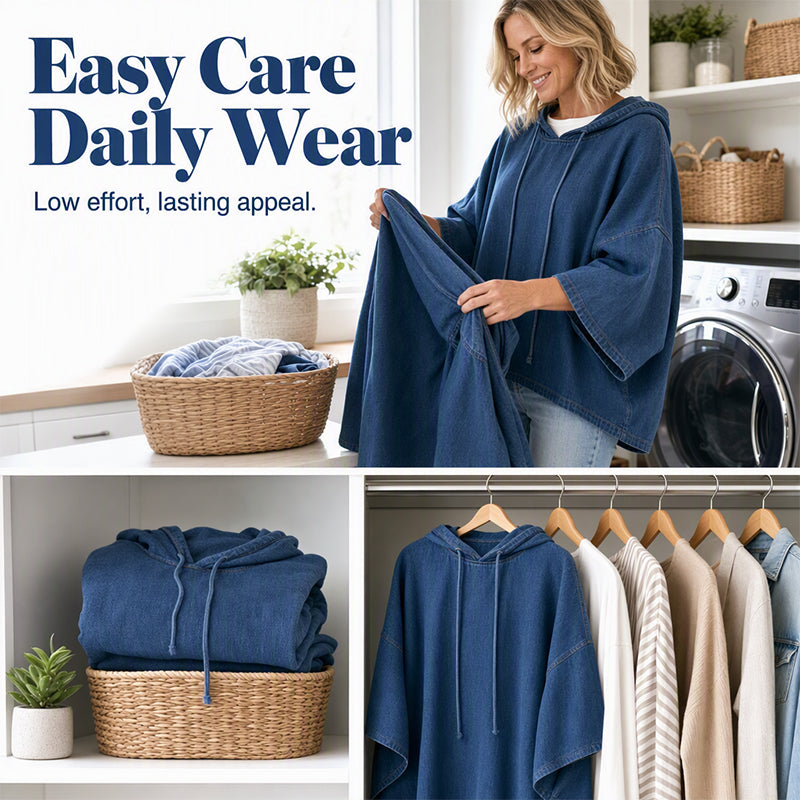 ✨ Easy Everyday Comfort | Women's Relaxed Hooded Denim Pullover