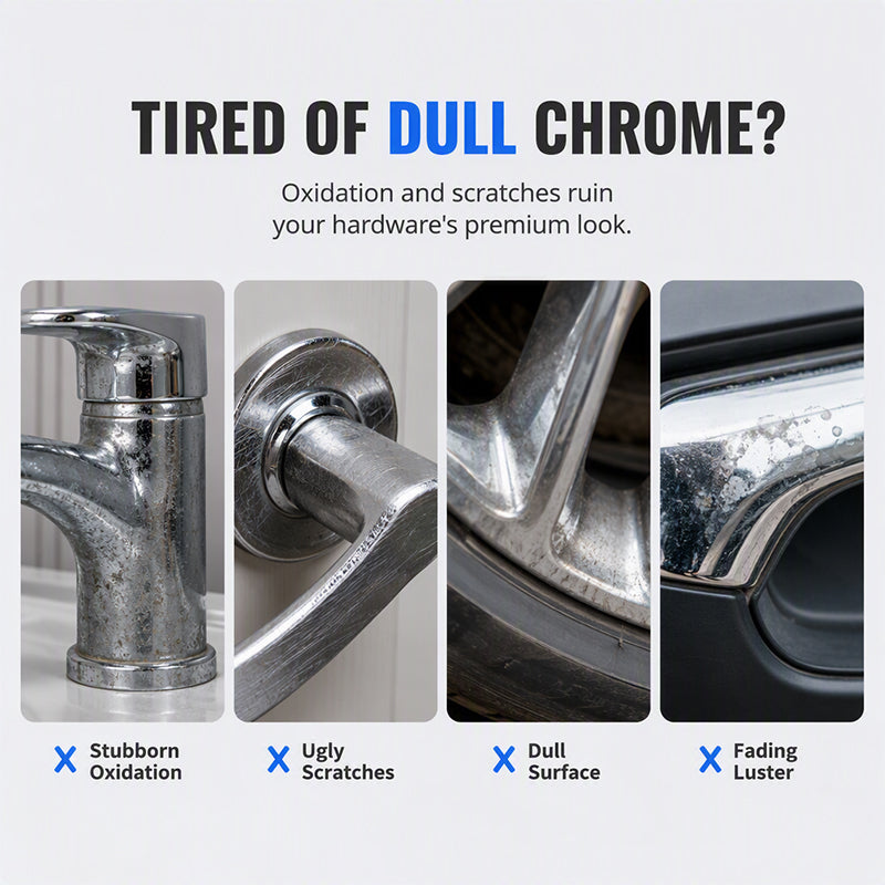 ✨50% OFF NOW! Professional Chrome Repair Pen‑Dual‑Applicator Chrome Repair System, Mirror‑Shine Metal Touch‑Up Paint for Auto Chrome Parts & Home Metal Hardware