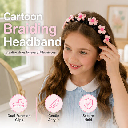 🌸 LIMITED-TIME 50% OFF ✨ Cartoon Braiding Headband — Integrated Mini Clips, Instant Braids for Girls