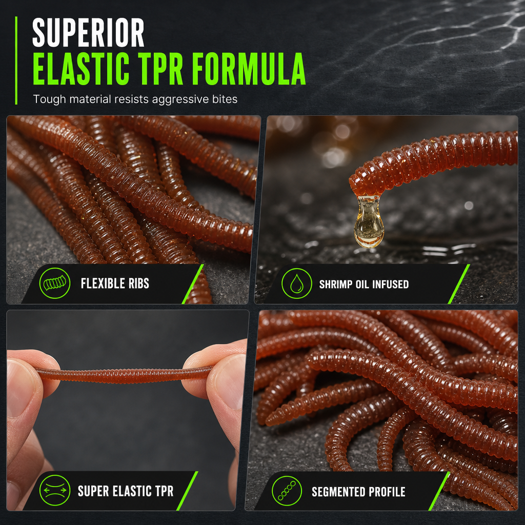 ⏰Limited-Time 50% Off ✨Bionic Earthworm Soft Lures｜Highly Realistic Dynamic Bait, Tear-Resistant Soft Lures For Freshwater & Sea Fishing 🎣
