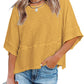 ✨2026 HOT SALE 50% OFF💃🌸Women's Solid Color Splicing Loose Five Points Flare Sleeve T-Shirt